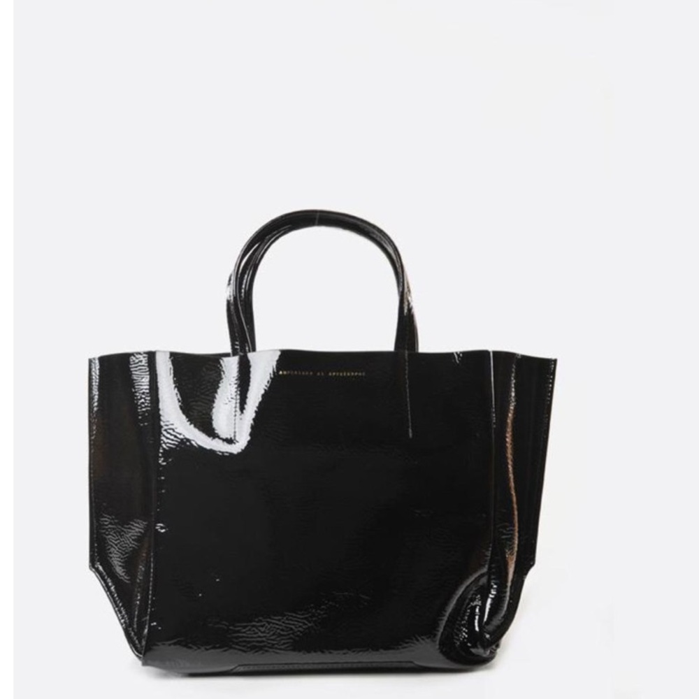 Ampersand as Apostrophe half tote in black patent leather